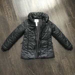 Girls Guess Black Quilted Puffer Jacket with High Collar